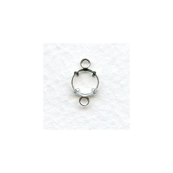 Open 6mm Stone Settings with 2 Loops Oxidized Silver (12)