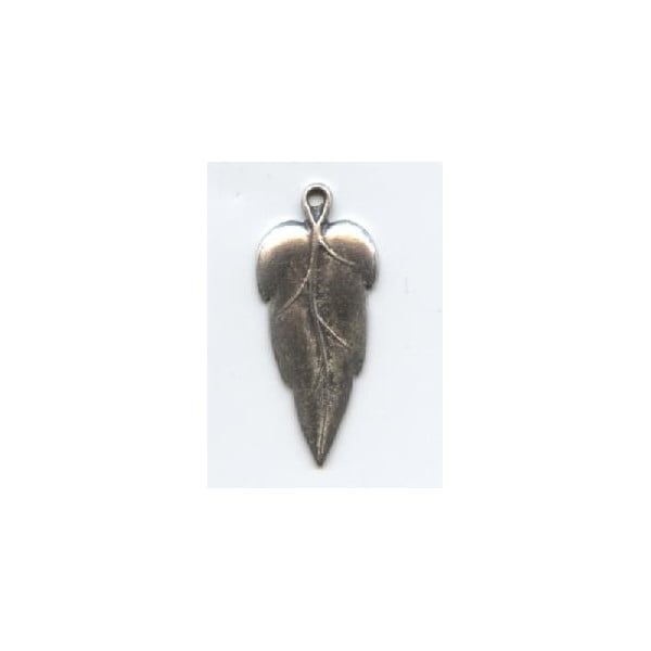 Long Leaf Pendant Oxidized Silver 22mm (6)