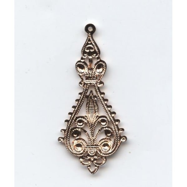 Filigree Pendant Drops 43mm Rose Gold Plated (6)