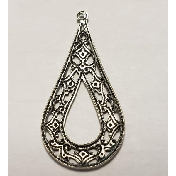Grand Filigree Pendant Hoops Oxidized Silver 35mm (6)
