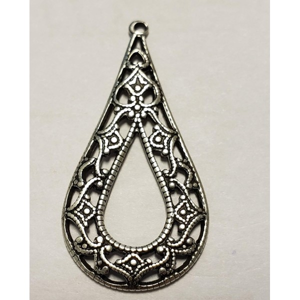 Grand Filigree Pendant Hoops Oxidized Silver 35mm (6) - Image 2