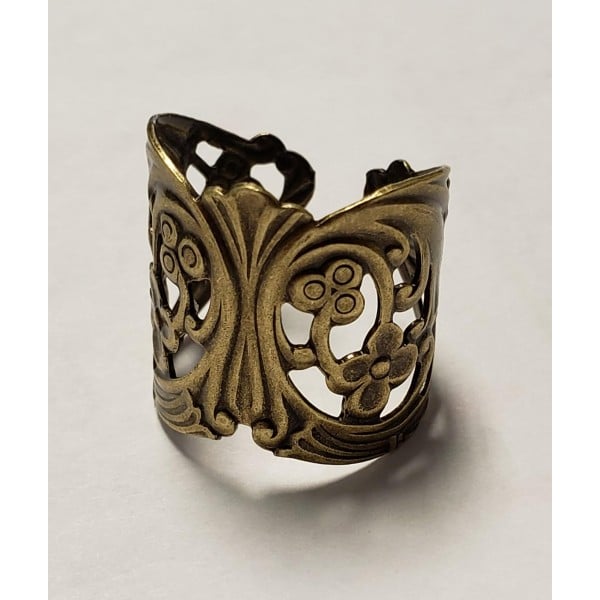 Floral Wrap Finger Ring Oxidized Brass (1)