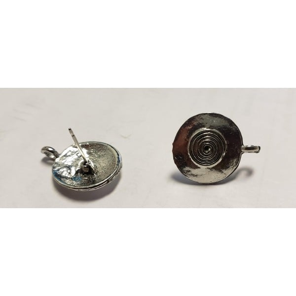 Hammered Spiral Antique Pewter Earring Tops (2) - Image 2