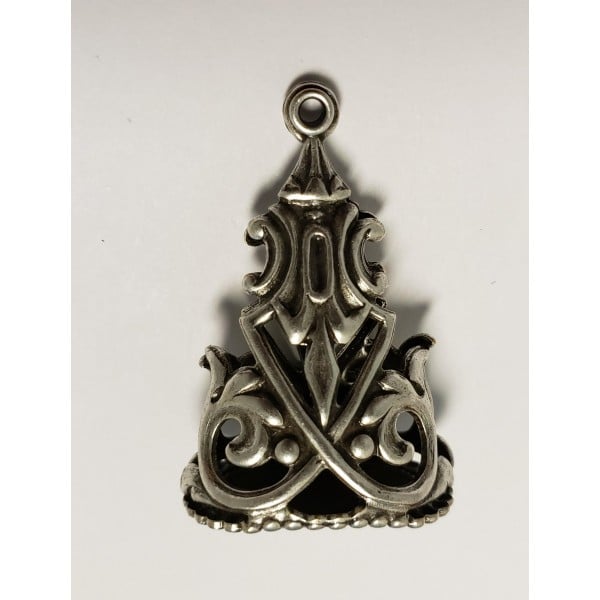 Fob Seal Drop Oxidized Silver 35mm (1)