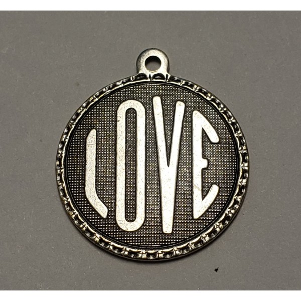 Love Charms Oxidized Silver brass 21mm (3) - Image 2