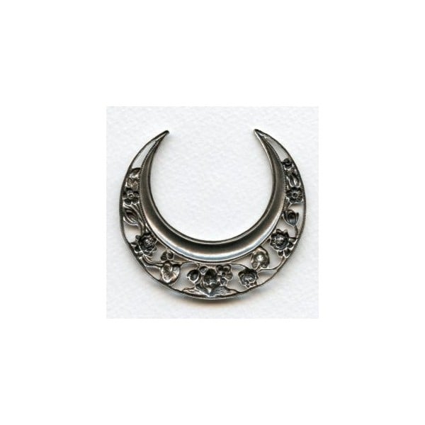 Large Art Nouveau Moon Stamping 62mm Oxidized Silver (1)