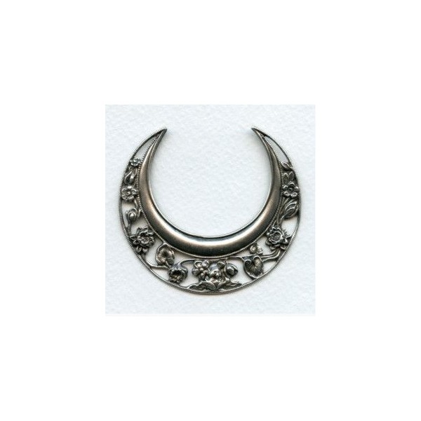 Large Art Nouveau Moon Stamping 62mm Oxidized Silver (1) - Image 2
