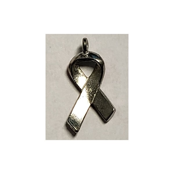 Breast Cancer awareness ribbon Pink and Antique Pewter 19x12mm(1) - Image 2