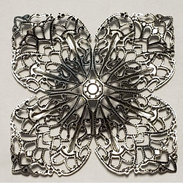 Four Points Large Filigree Oxidized Silver 43mm (1)
