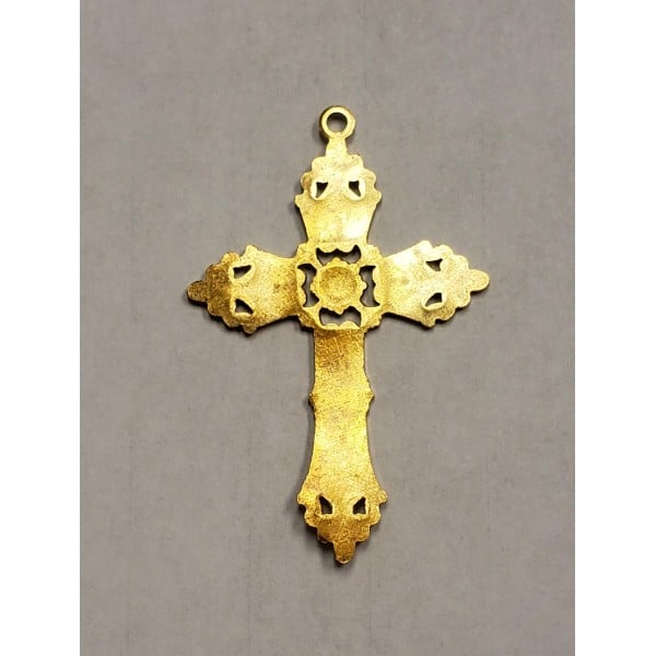 Ornate Cross Pendant Raw Brass (1)