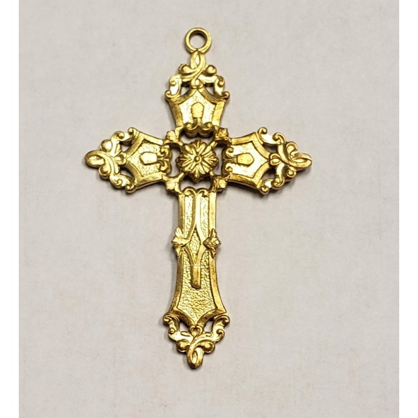 Ornate Cross Pendant Raw Brass (1) - Image 2