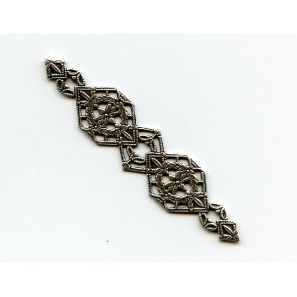 Elegant Filigree Borders Oxidized Silver 53x11mm (3) - Image 2
