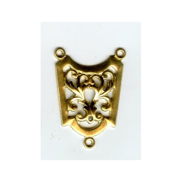 Connector 28mm Ornate 3 Loop Raw Brass (3)