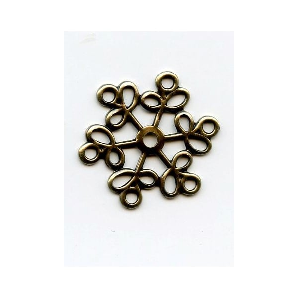 Round Filigree 25mm Connectors Oxidized Brass (6)
