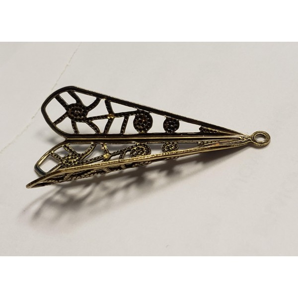 Filigree Pendant Made for Wrapping Oxidized Brass 38mm (2) - Image 4