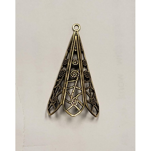 Filigree Pendant Made for Wrapping Oxidized Brass 38mm (2) - Image 5