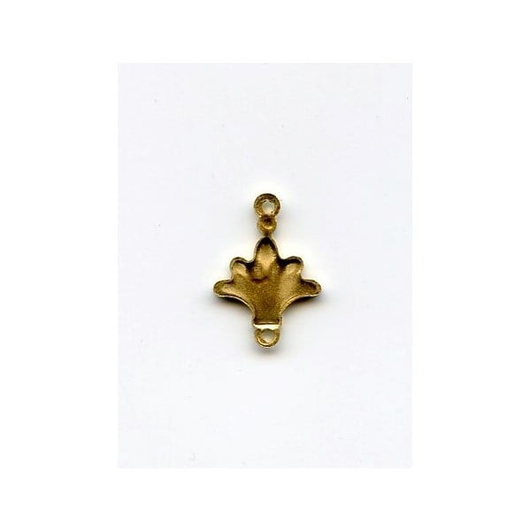 Fleur-de-lis Connectors 2 Loops Solid Raw Brass (6)