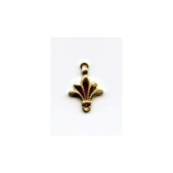Fleur-de-lis Connectors 2 Loops Solid Raw Brass (6) - Image 2