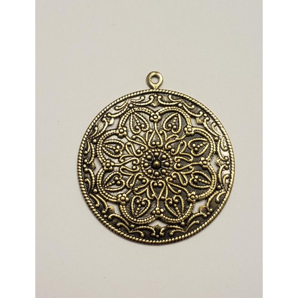 Floral Pendant with Loop Oxidized Brass (3) - Image 2