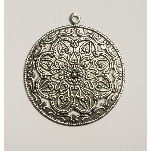Floral Pendant with Loop Oxidized Silver (3)