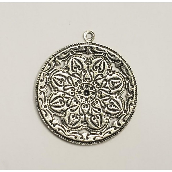 Floral Pendant with Loop Oxidized Silver (3) - Image 2