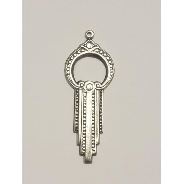 Oxidized Silver Art Deco Pendant circle with drop (6)