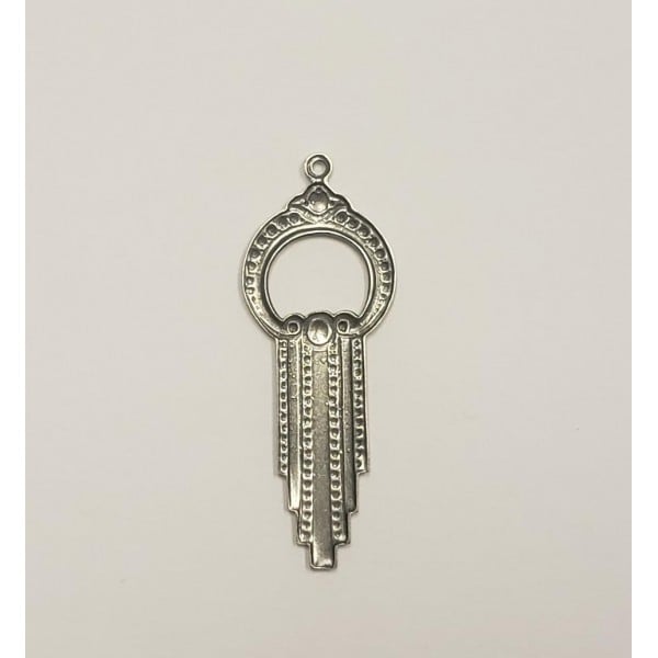 Oxidized Silver Art Deco Pendant circle with drop (6) - Image 2