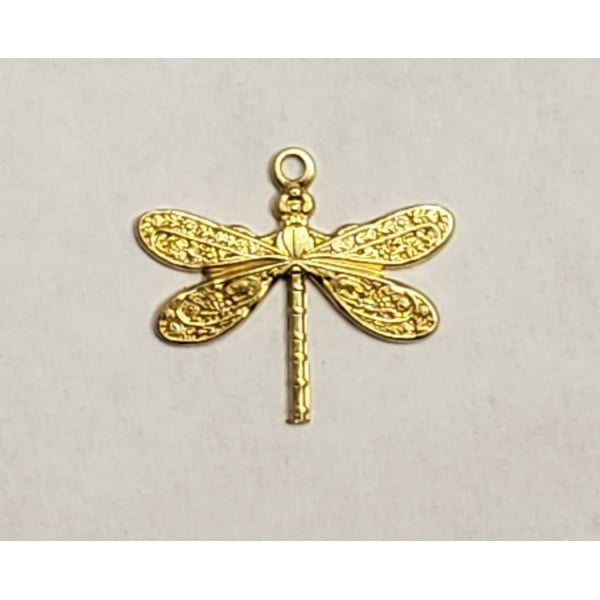 Victorian Style Dragonfly Pendants Raw Brass (12)