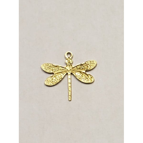 Victorian Style Dragonfly Pendants Raw Brass (12) - Image 2