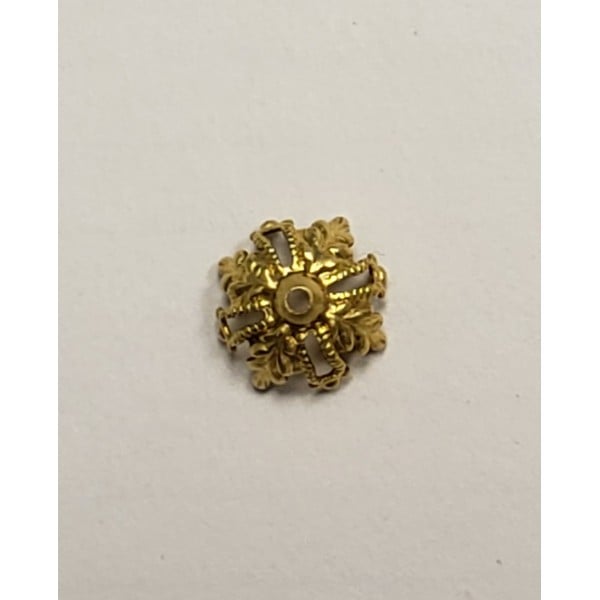 Floral and Filigree 12mm Bead Raw Brass (6)