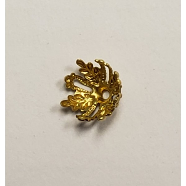 Floral and Filigree 12mm Bead Raw Brass (6) - Image 2
