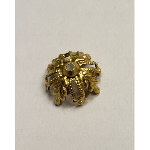 Floral and Filigree 12mm Bead Raw Brass (6) - Image 3