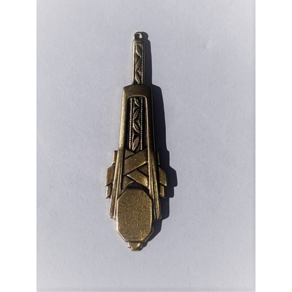 Dramatic Deco Oxidized Brass Pendant Drops (2) - Image 2