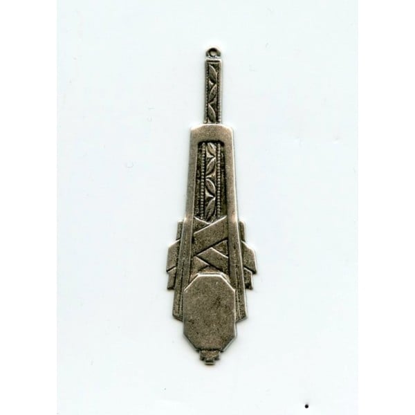 Dramatic Deco Oxidized Silver Pendant Drops (2)