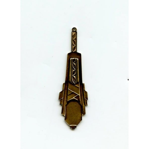 Dramatic Deco Oxidized Brass Pendant Drops (2)