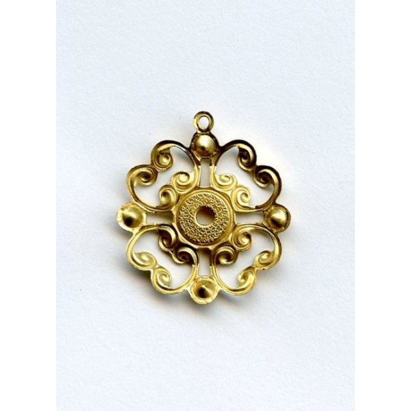 Filigree Flower with Numerous Settings Raw Brass (6) - Image 2