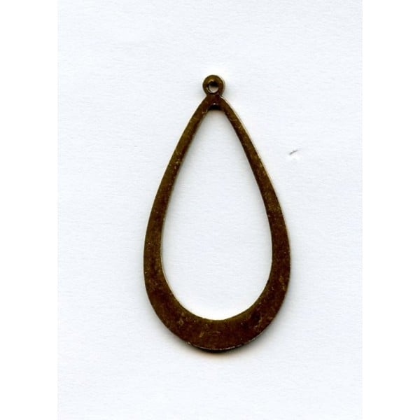 Embossed Hoop Pendant 44x24mm including loop Oxidized Brass (1)