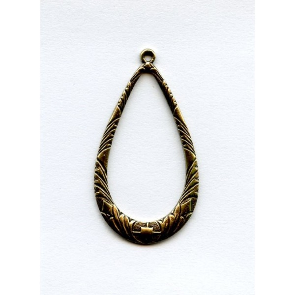 Embossed Hoop Pendant 44x24mm including loop Oxidized Brass (1) - Image 2