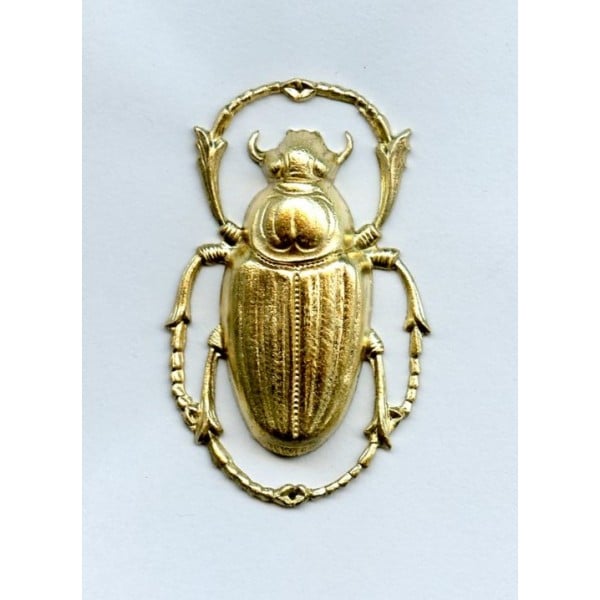 Smaller Egyptian Influence Scarab Beetle Raw Brass (2)