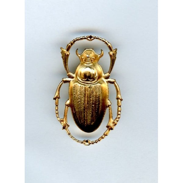 Smaller Egyptian Influence Scarab Beetle Raw Brass (2) - Image 2