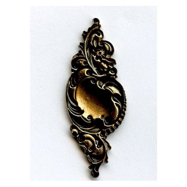 Flourish Cartouche Floral Design Oxidized Brass (1)