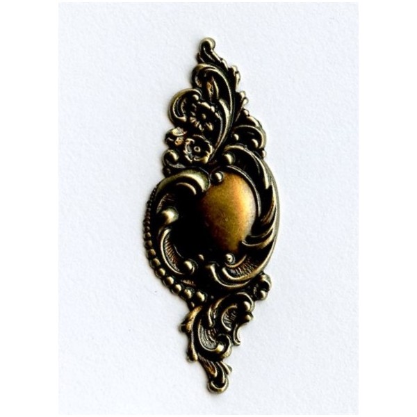 Flourish Cartouche Floral Design Oxidized Brass (1) - Image 2