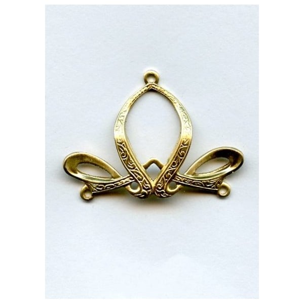 Fancy Ribbon Style 3 Way Connector Raw Brass (3)