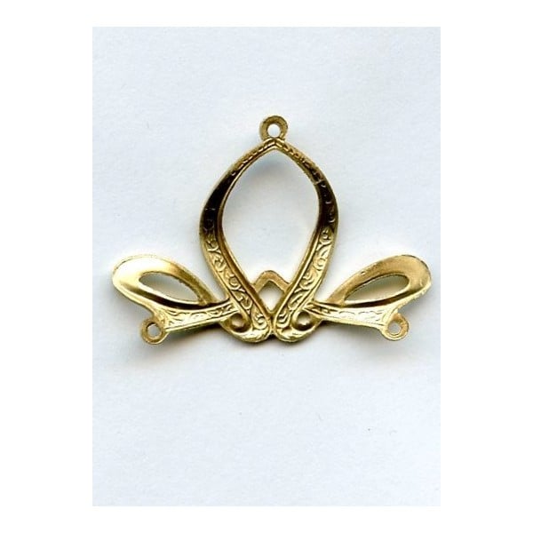 Fancy Ribbon Style 3 Way Connector Raw Brass (3) - Image 2