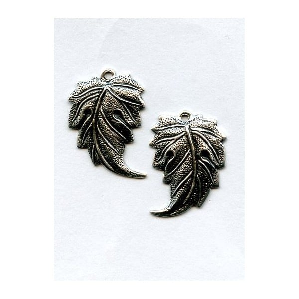 Right and Left Leaves with Loops 19x13mm Oxidized Silver (3 Pairs)