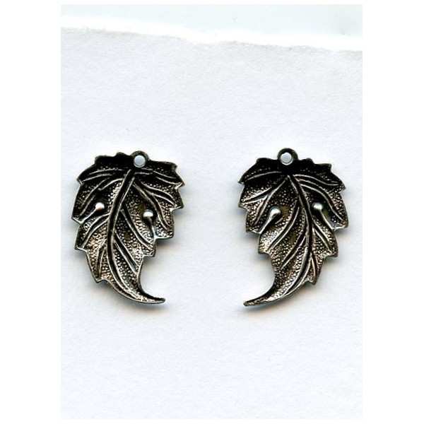 Right and Left Leaves with Loops 19x13mm Oxidized Silver (3 Pairs) - Image 2
