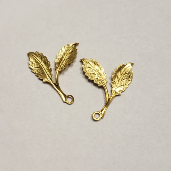 Double Leaves with a Loop Raw Brass, right and left (3 sets) - Image 2