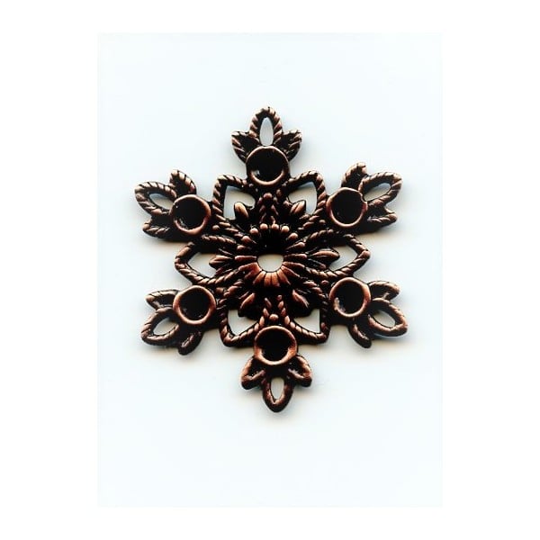 Snowflake Center Piece Rhinestone Settings Oxidized Copper (6)