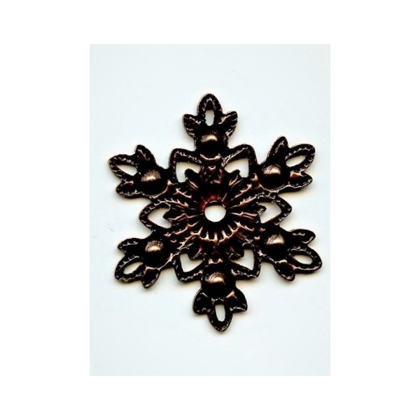Snowflake Center Piece Rhinestone Settings Oxidized Copper (6) - Image 2