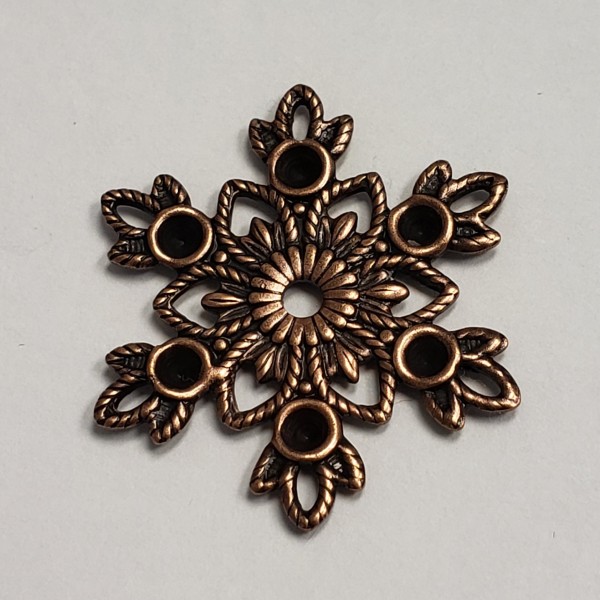 Snowflake Center Piece Rhinestone Settings Oxidized Copper (6) - Image 3